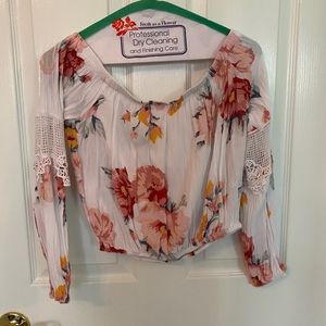 Off the shoulder floral crop top